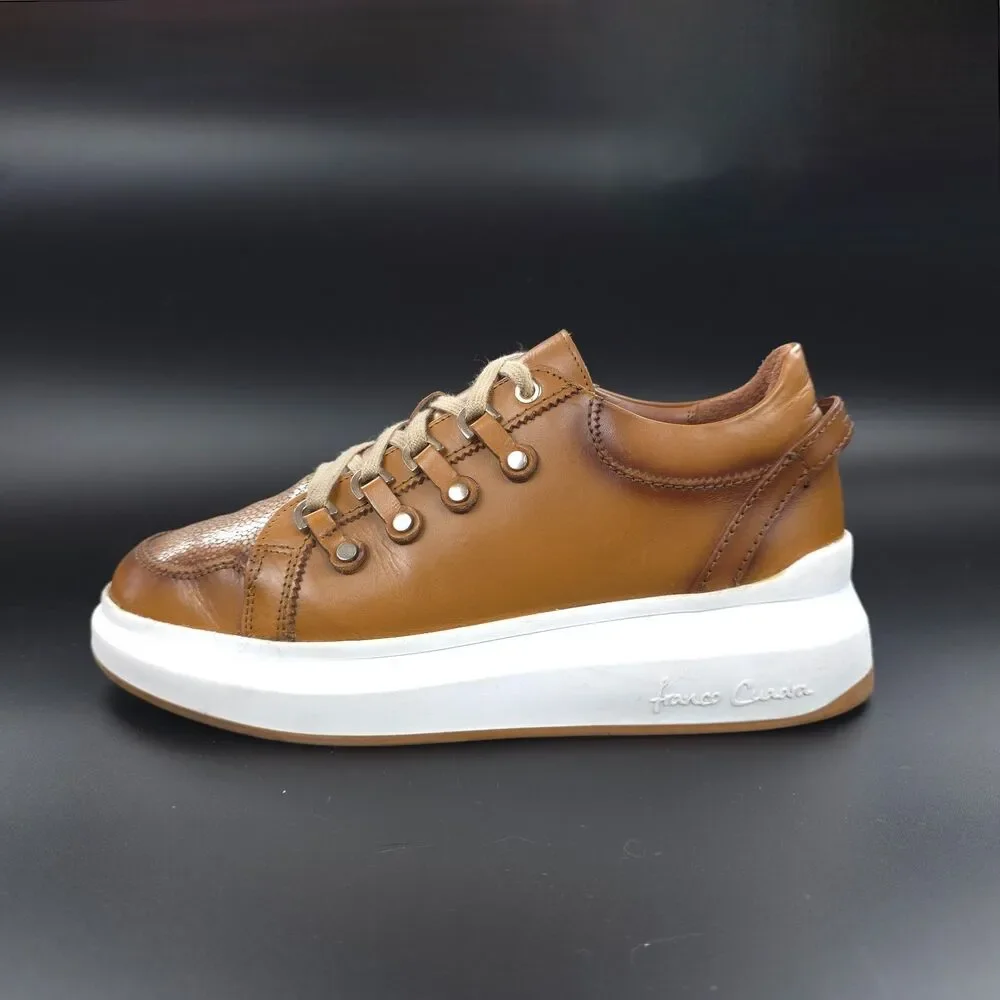 FRANCO CUADRA Shagreen Leather Sneakers Brown Minimal Quiet Luxury Downtown Girl